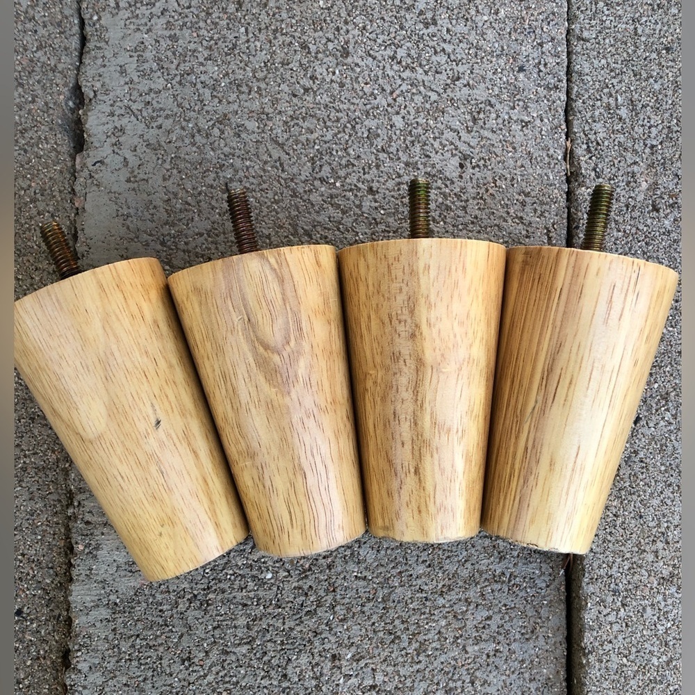 Set of 4 Wooden Round Furniture Legs about 4" high